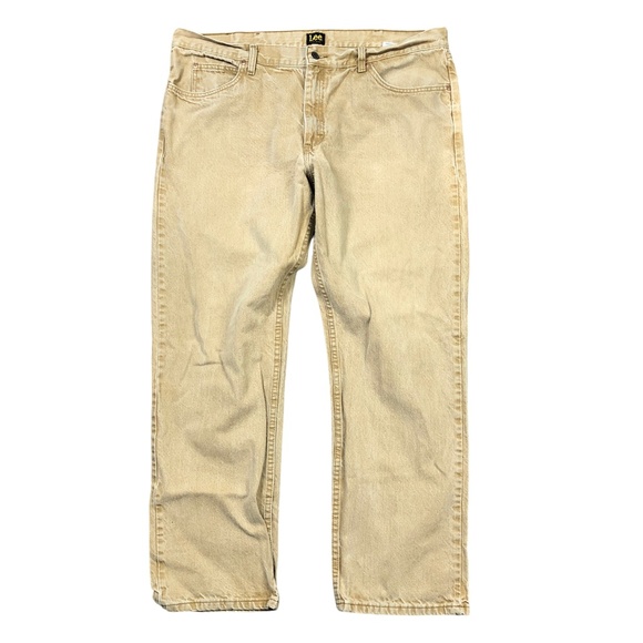 Lee Vintage Regular Fit Medium Wash Brown Tan Denim Jeans Mens 42x32 - Picture 1 of 7